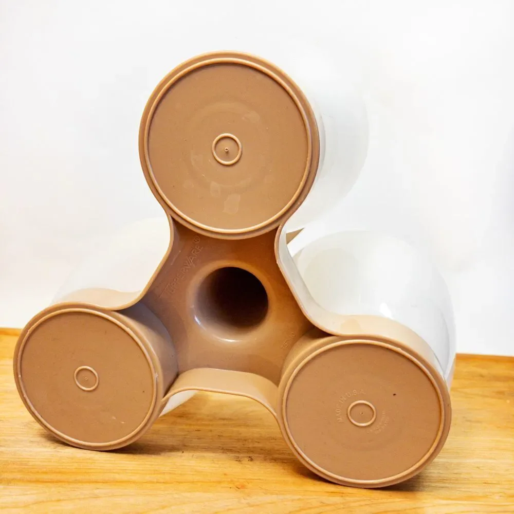 VTG Tupperware 3-Cup Condiment Caddy (757) in Almond